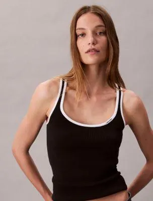 Contrast Trim Rib Tank Top