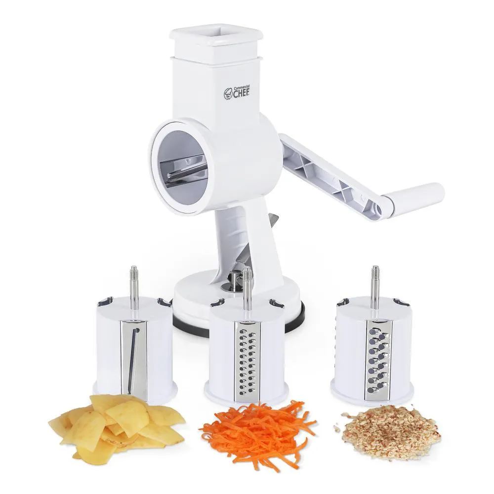 COMMERCIAL CHEF Drum Grater and Food Chopper with Rotary Handle