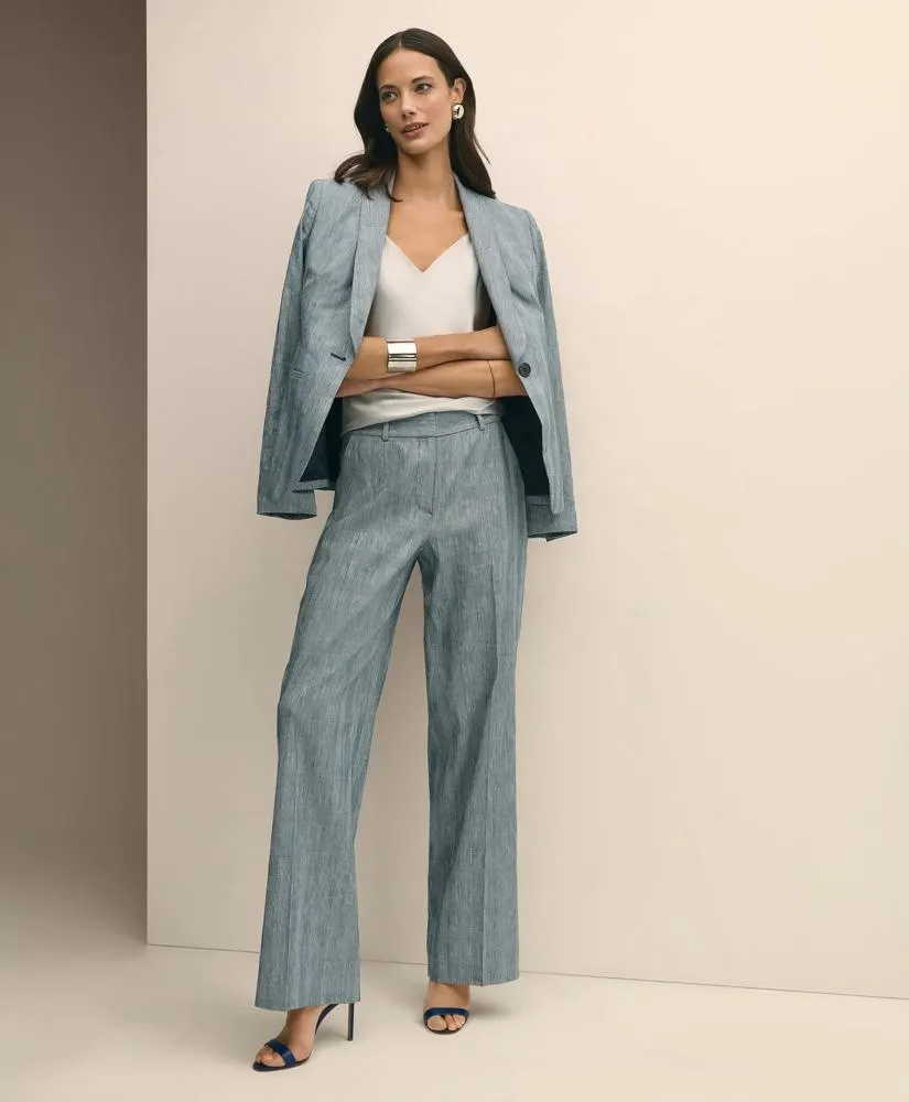 Linen Blend Wide-Leg Trousers