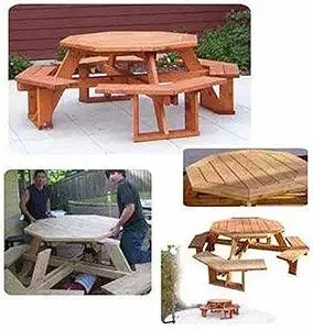 Woodcraft Project Paper Plan To Build Octagon Picnic Table - Material Not Included
