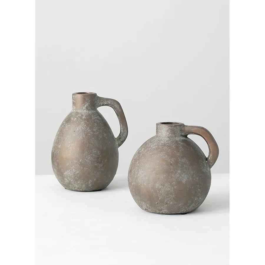 Sullivans 2 -Pack Brown Ceramic Rustic Vase