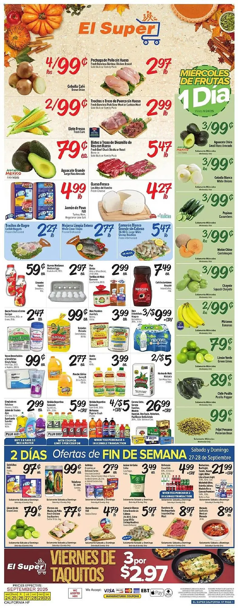Weekly ad El Super weekly ad from September 24 to October 1 2025 - Page 1