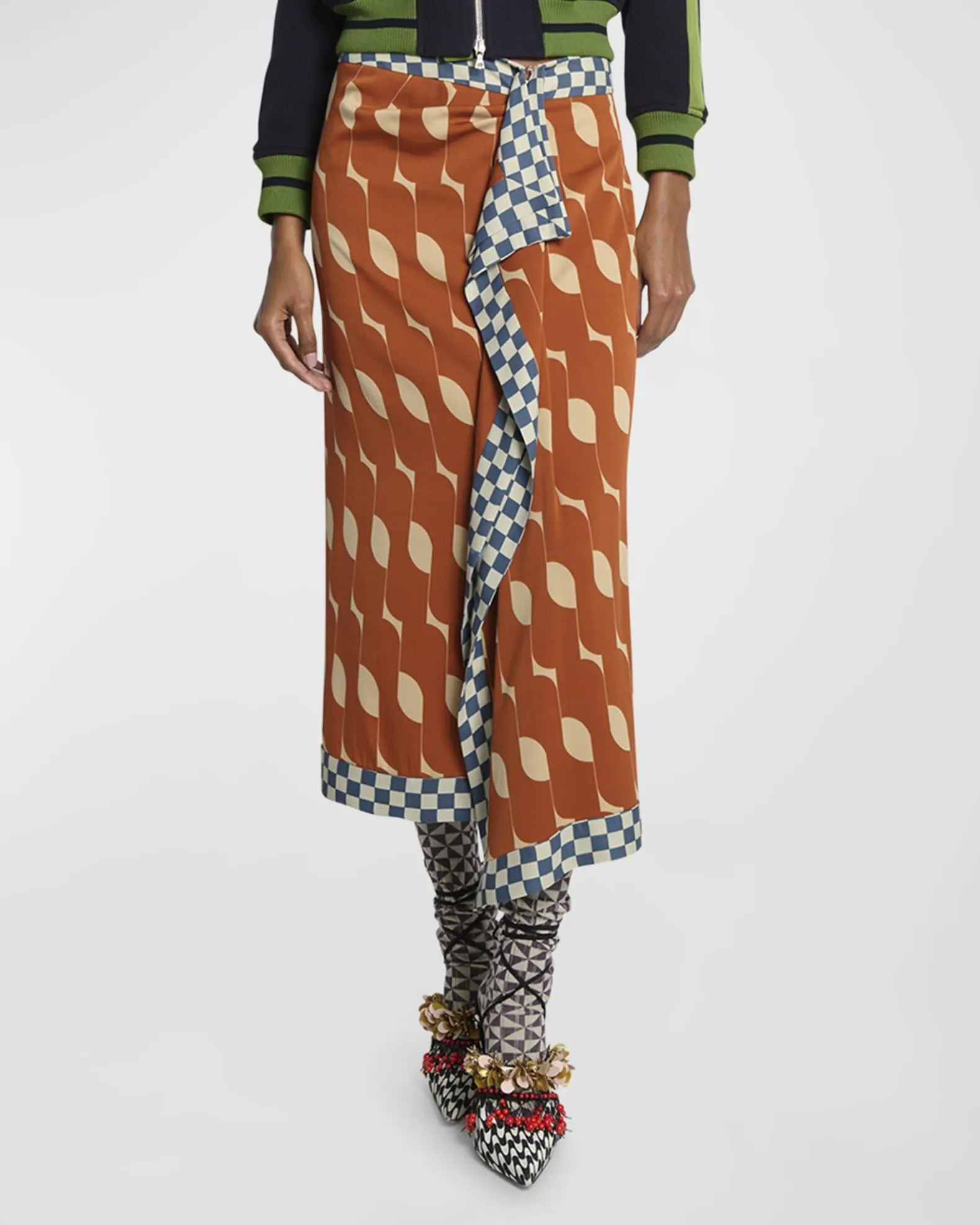 Sole Printed Ruffle Midi Skirt