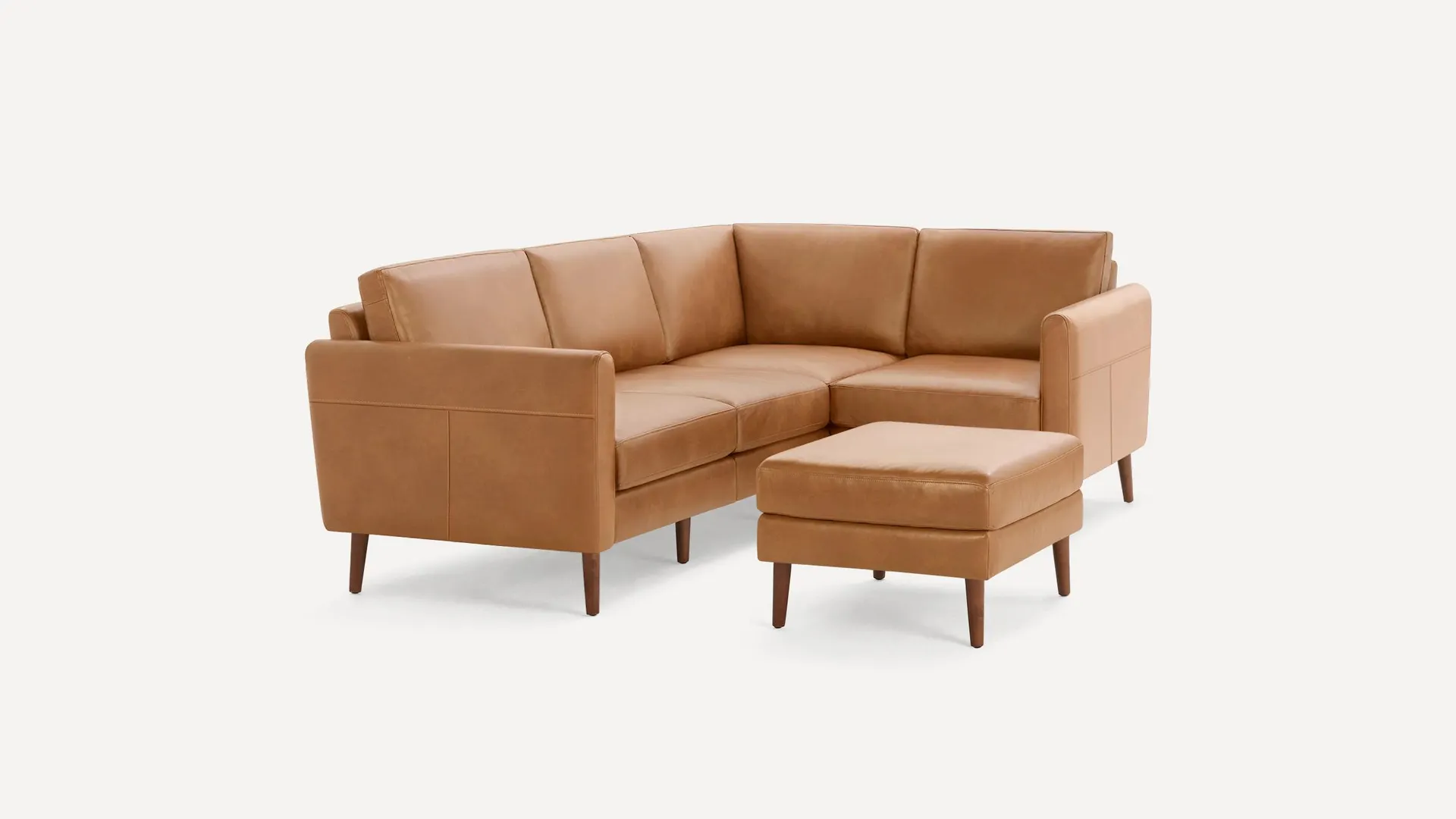 Arch Nomad Leather 4-Seat Corner Sectional with Ottoman