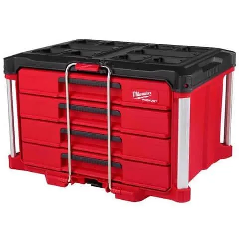 Milwaukee Packout 16.3 in. Modular 4-Drawer Tool Box Black/Red