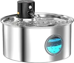 Cat Water Fountain Wireless Cordless: Cat Fountain Battery Operated - Stainless Steel Pet Water Fountain Rechargeable - 108oz/3.2L Automatic Cats Fountains for Drinking with Motion Sensor - Cats & Dog