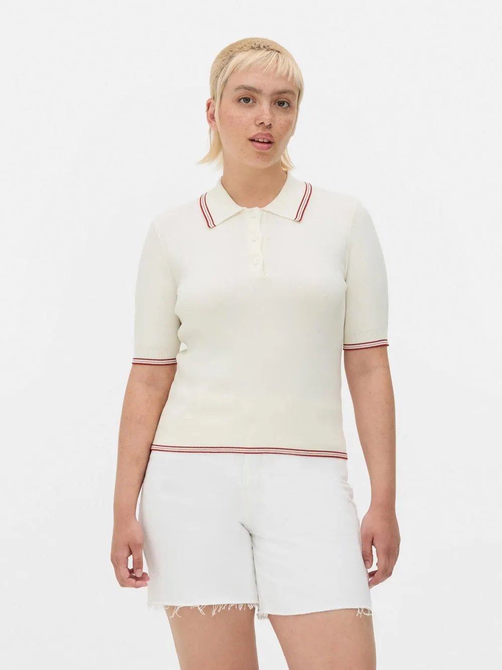 Poloshirt mit gestreiftem Kragen