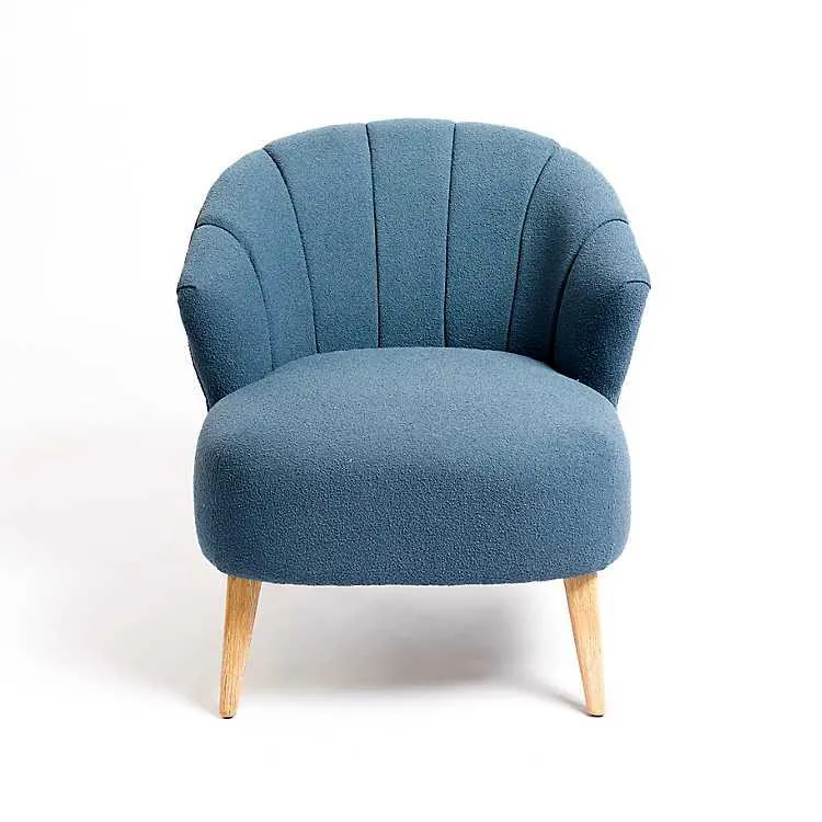 Baltic Blue Boucle Scallop Accent Chair