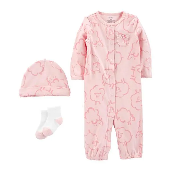 Baby Girl (NB-9M) Carter’s® 3pc. Sheep Converter Nightgown Set