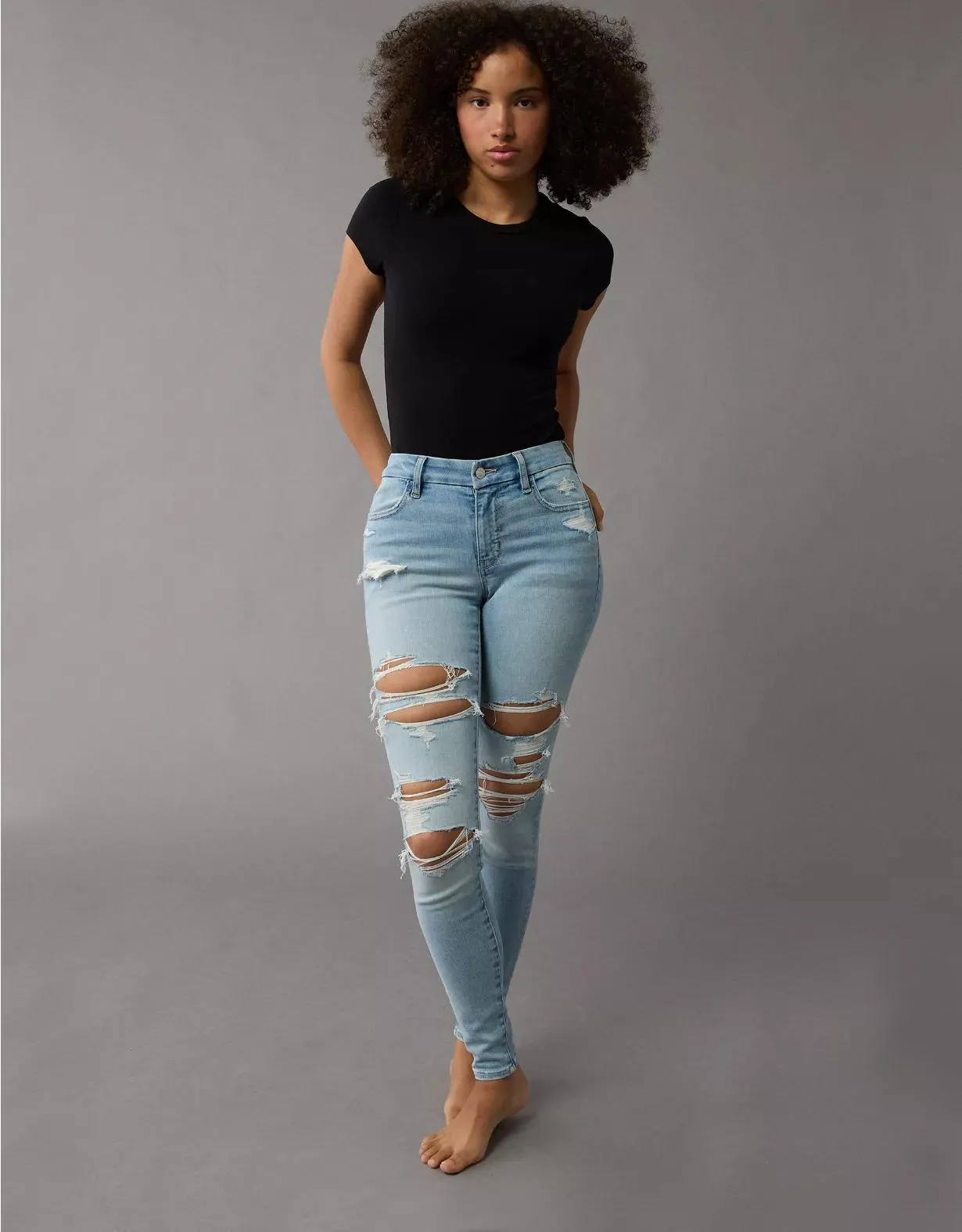AE Next Level Curvy High-Waisted Ripped Jegging