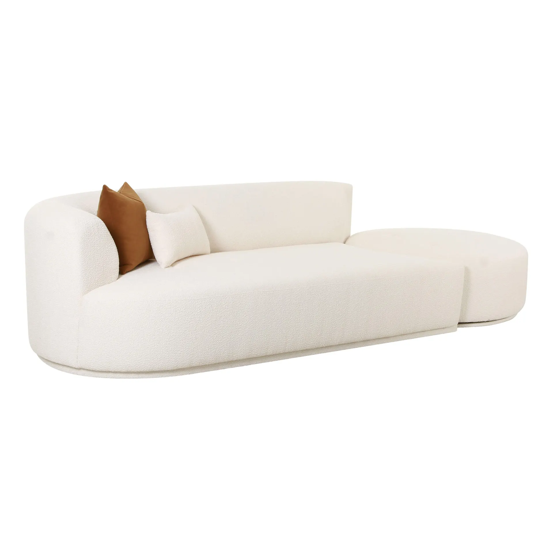 Fickle 112" 2-Piece Cream Boucle Chaise Modular Sofa