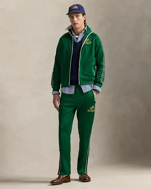 Embroidered Plaited Tricot Track Pant