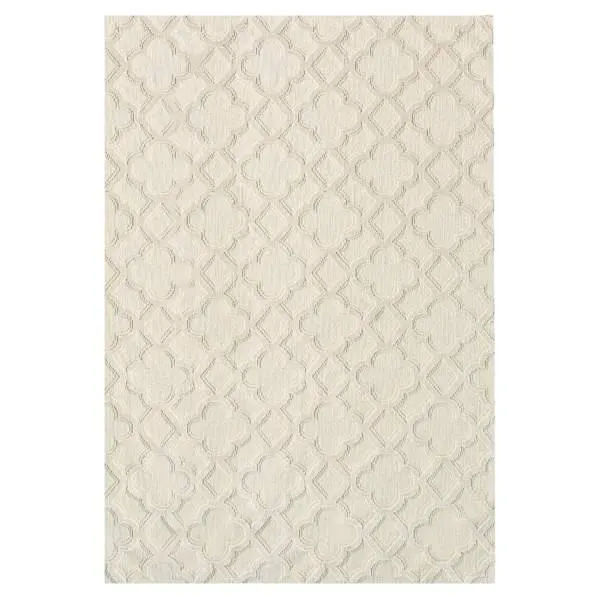 (A515) Zenith Neutral Trellis Area Rug, 5x7