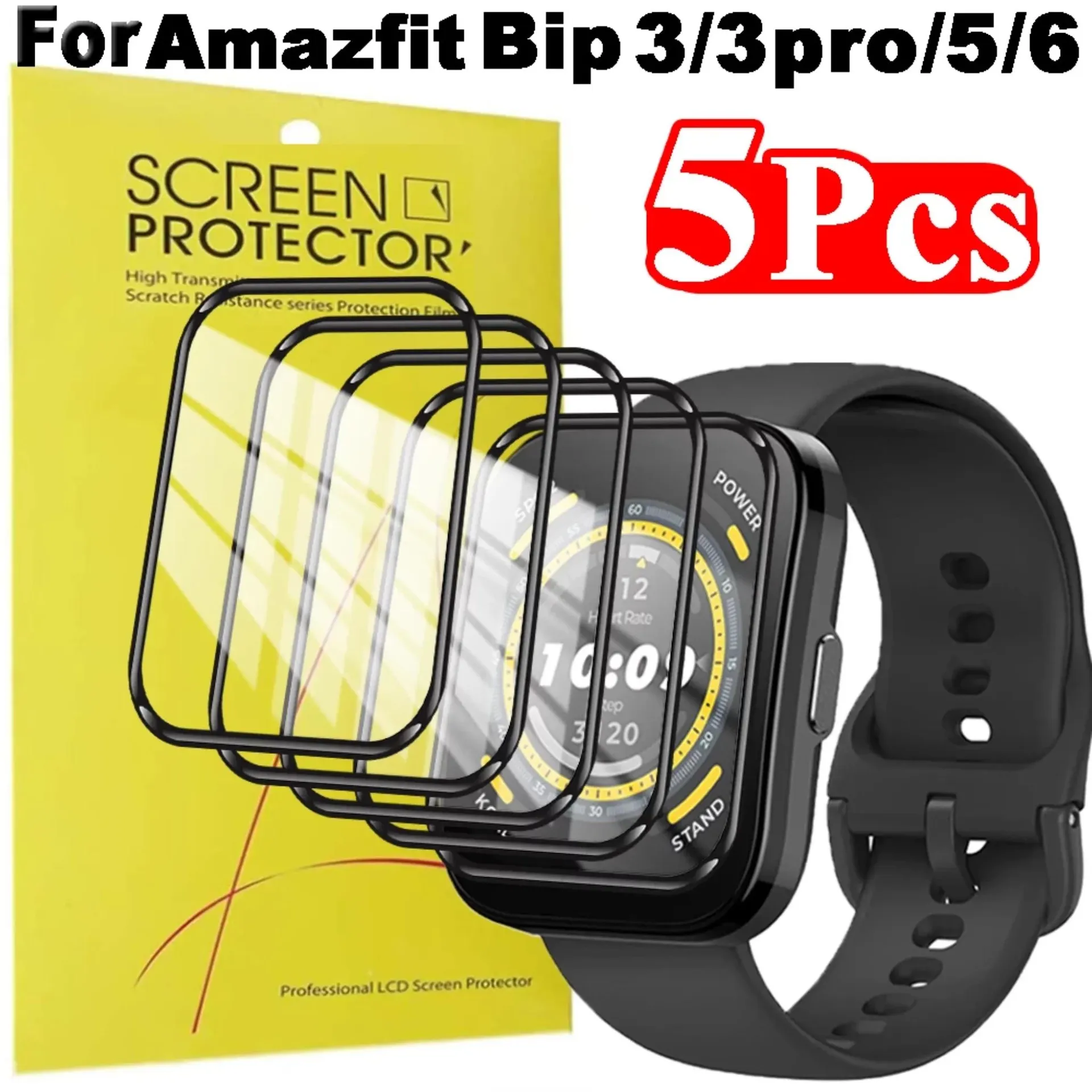 Protector de pantalla HD para Huami Amazfit Bip 1/5Pro/3/3 (5-6 unidades), antiarañazos, no de cristal.