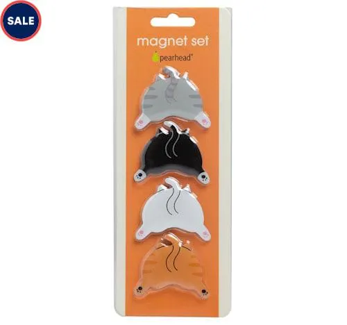 Pearhead Pet Cat Butt Magnets for Refrigerator, Pack of 4