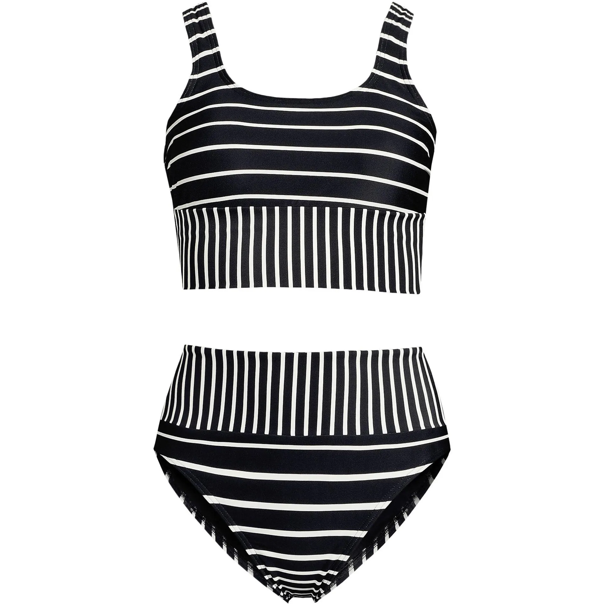 Women's Tugless Tankini Top and High Waisted Bottom Swimsuit Set