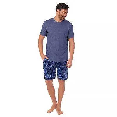 Men's Cuddl Duds® Short Sleeve Pajama Tee & Printed Pajama Shorts Set