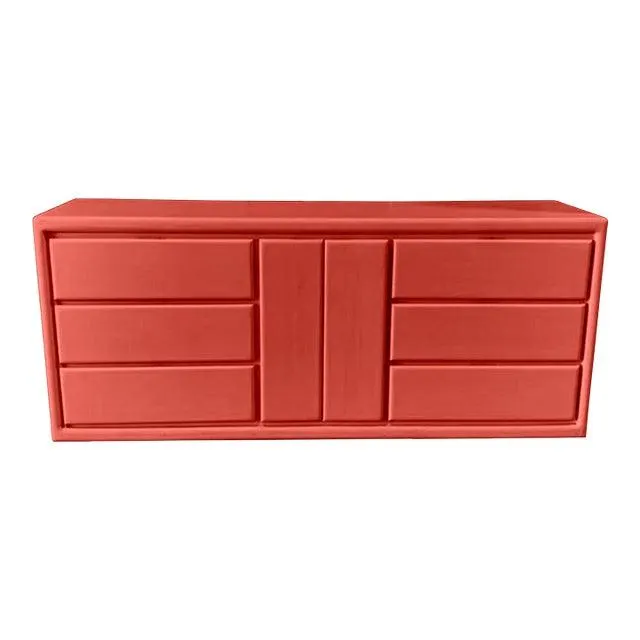 Modern Dresser in Salmon/ Red Finish
