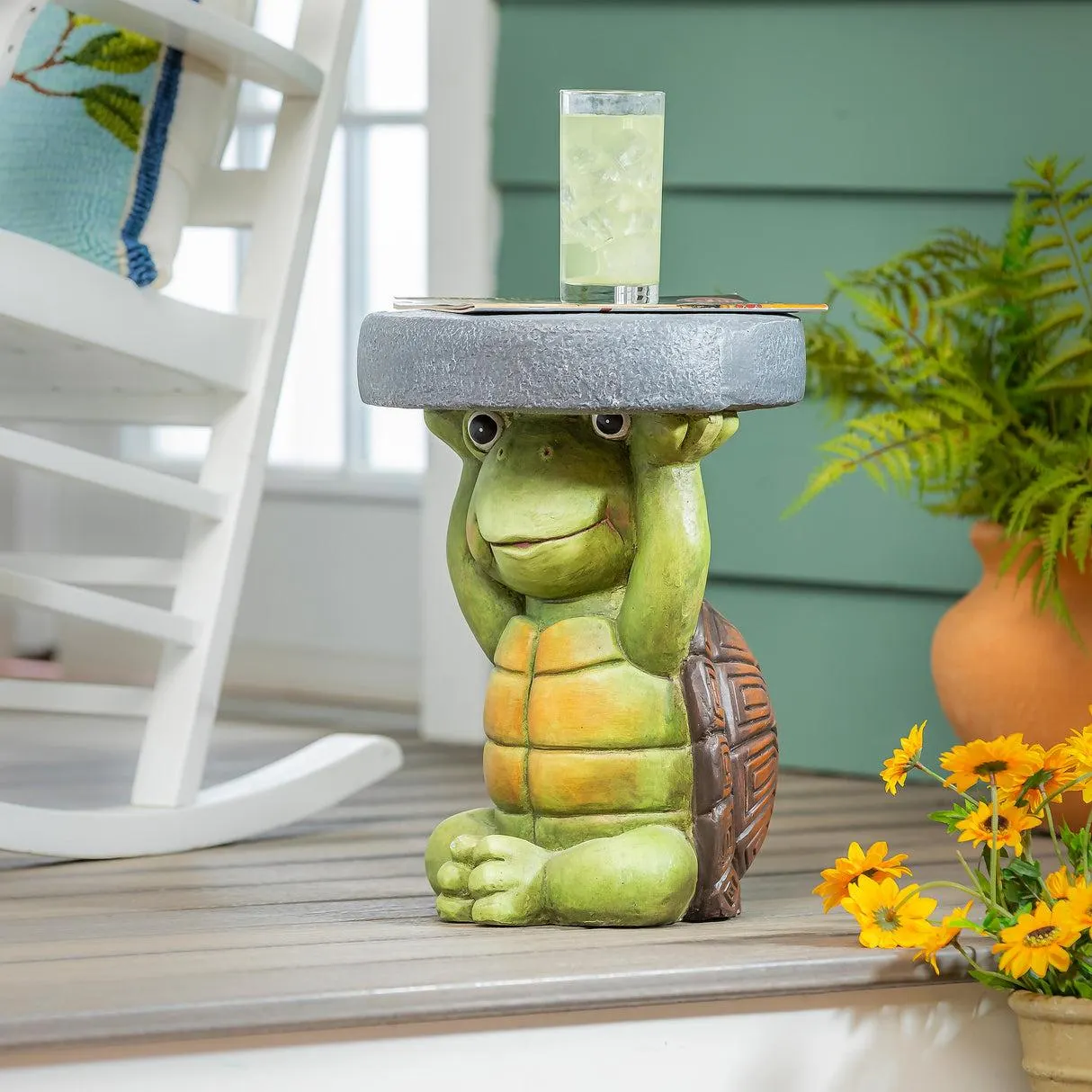 17" Resin Turtle Patio Table