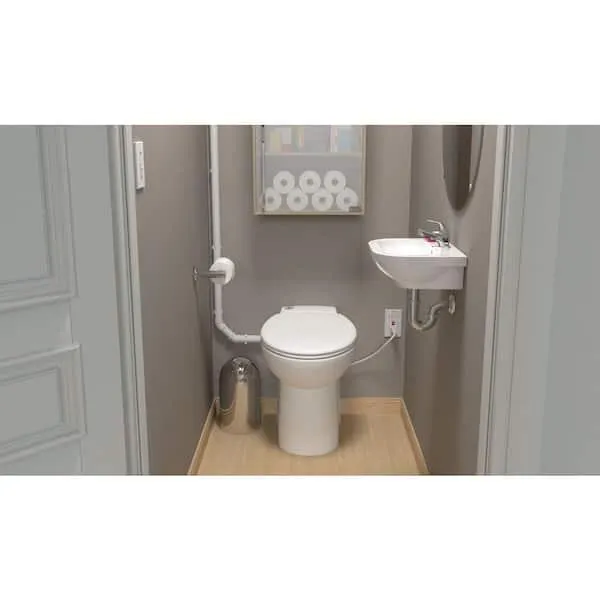 SaniCompact 1-Piece 1.28/1 GPF Dual Flush Elongated Toilet in White with Built-In 0.3 HP 115-Volt Macerator Pump