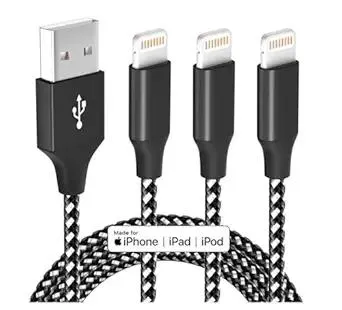 iPhone Charger Fast Charging Cord 3 Pack 10 FT Apple MFi Certified Lightning Cable Nylon Braided iPhone Charger Cord Compatible with iPhone 13 12 11 Pro Max XR XS X 8 7 6 Plus SE iPad and More