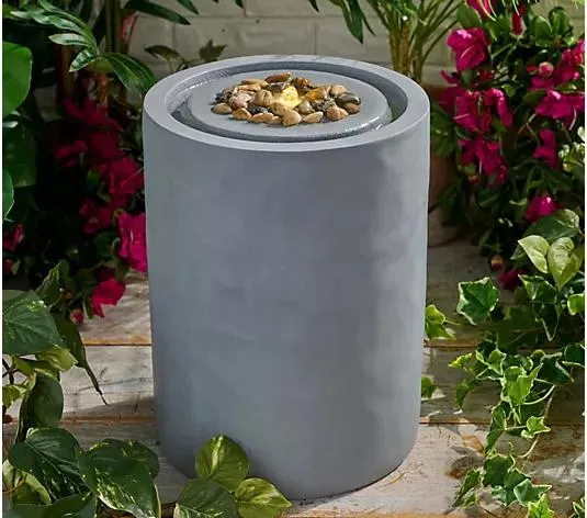 Scott Living 15" Illuminated Tabletop Fountain with River Rocks