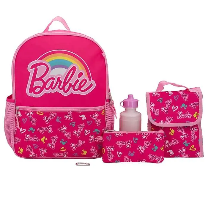 Accessory Innovations Kids 5-Piece Barbie Laptop Backpack Set,