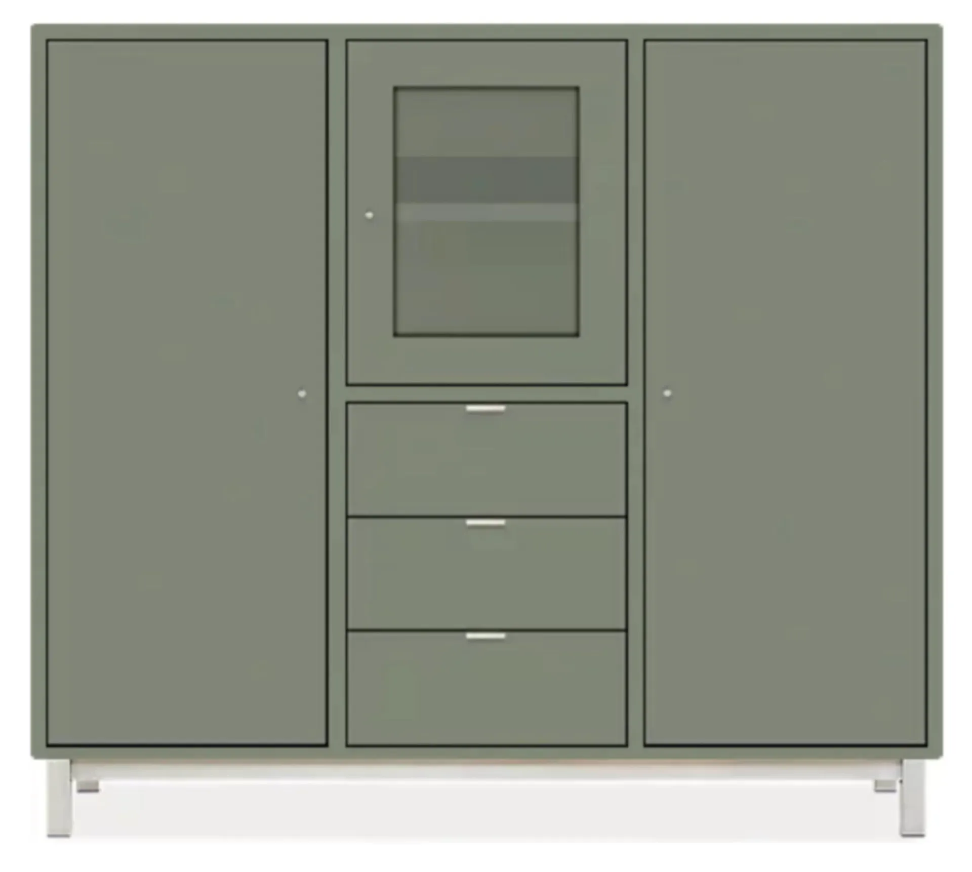Copenhagen 58w 20d 52h Cabinet in Sage with Stainless Steel