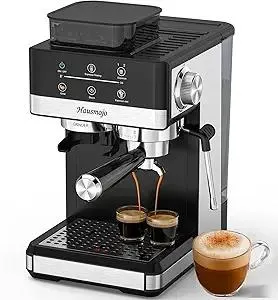 Espresso Machine with Grinder, 20Bar Expresso Coffee Machines with Milk Frother, Professional Compact Stainless Steel Coffee Maker for Espresso, Latte & Cappuccino, Perfect for Home Use