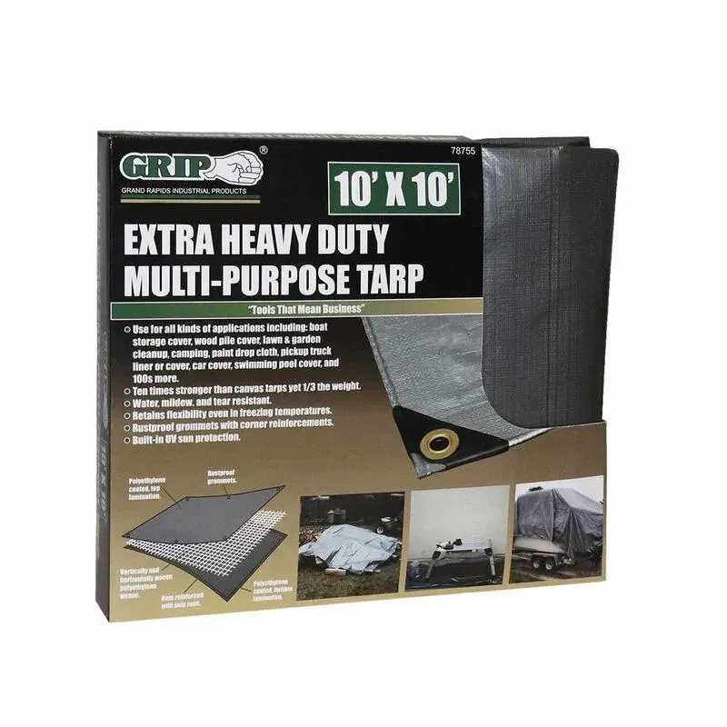 Grip On Tools Heavy Duty Multi-Purpose Tarp, 10' x 10'