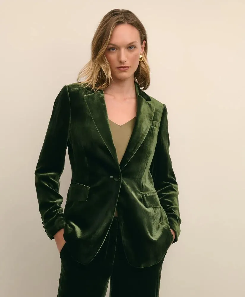 Silk-Blend One-Button Velvet Jacket