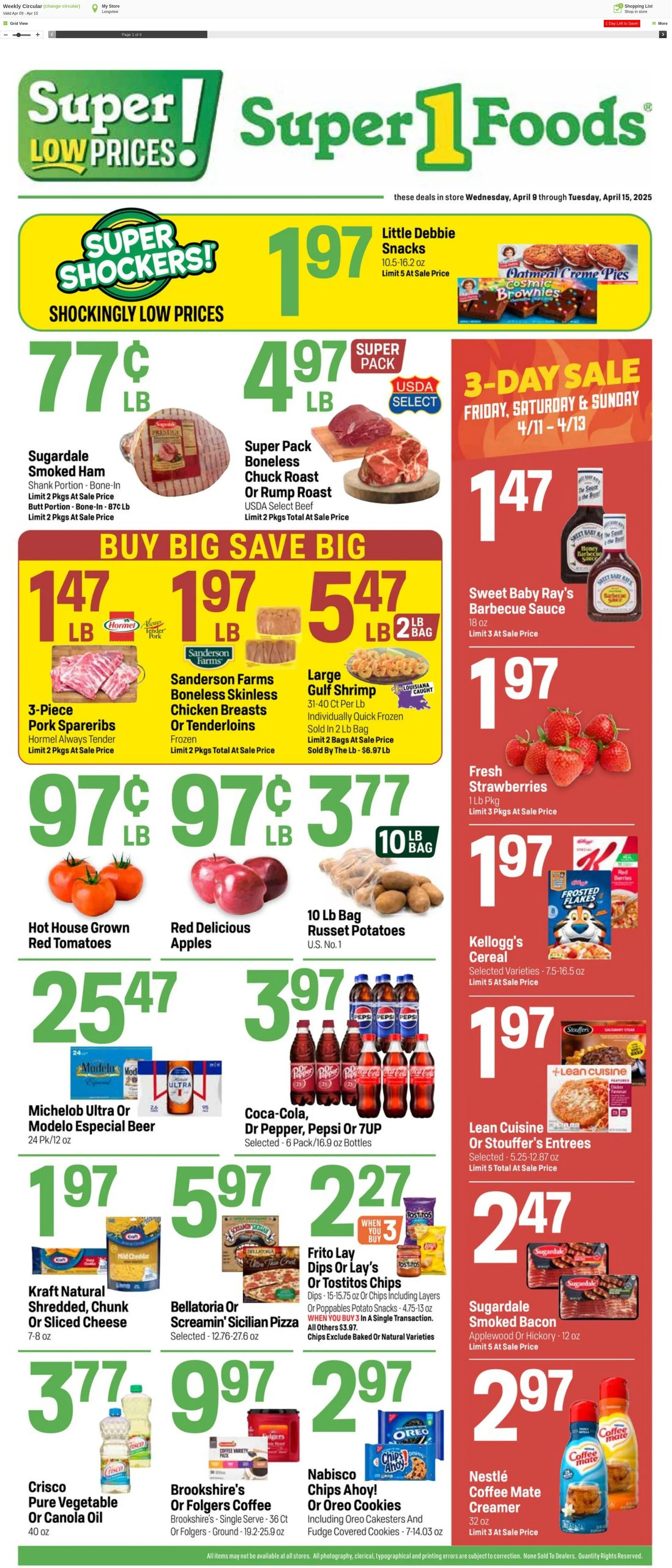Weekly ad Super1Foods from April 16 to April 22 2025 - Page 1