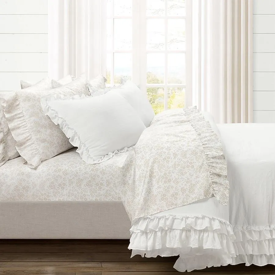 Lush Decor Neutral Floral Full Bedspread
