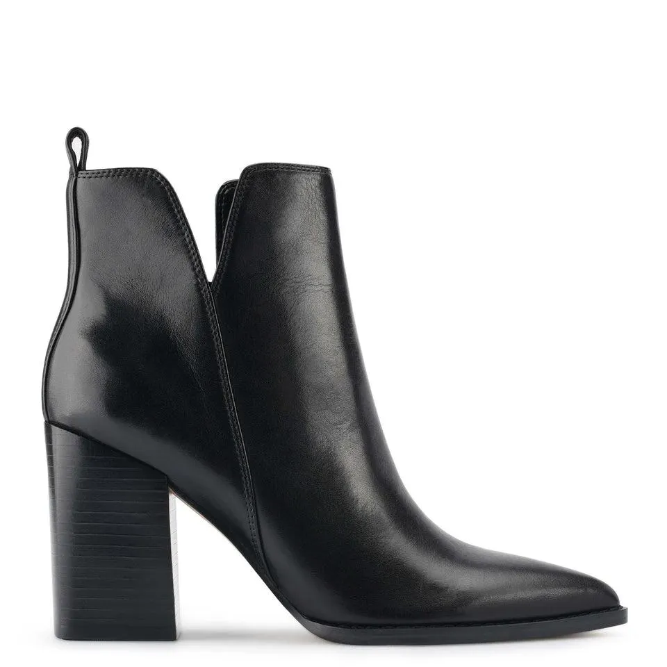 Birds Block Heel Leather Booties
