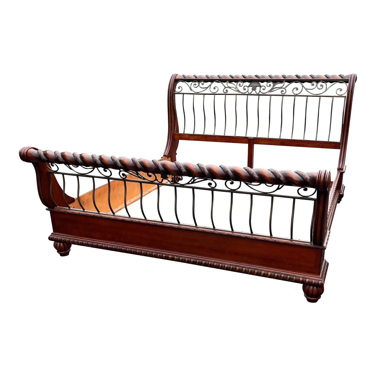 Wrought Iron Cherry King Sleigh Bed Frame