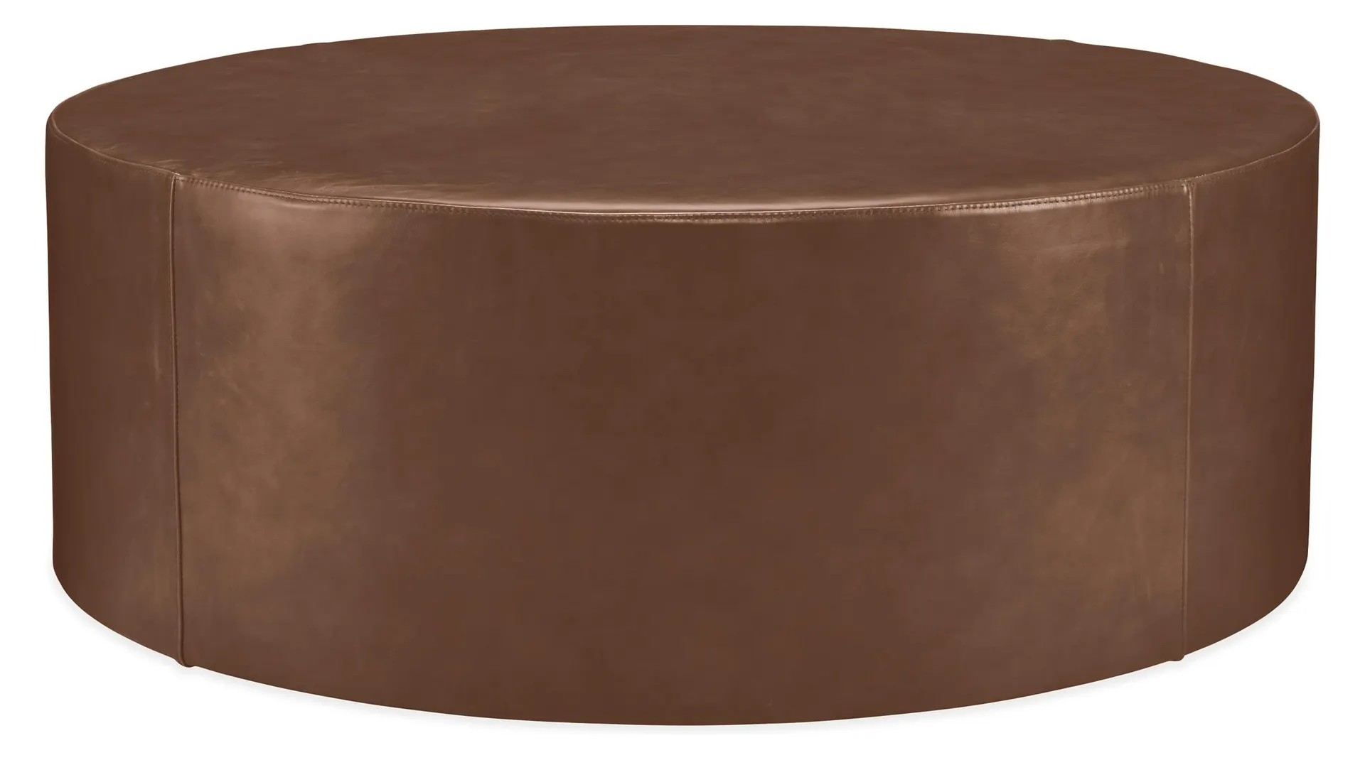 Aero 42 diam 15h Round Ottoman in Laino Cognac Leather