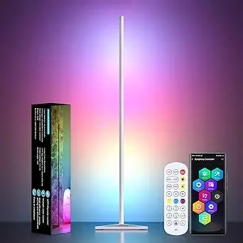 MIHEAL RGB Floor Lamp,16 Million Colors LED Floor Lamps 56" Lamps for Living Room with Music Sync,Standing Lamp with App and Remote Control,Gaming Ambient Lighting Corner Lamp Bedroom Decor