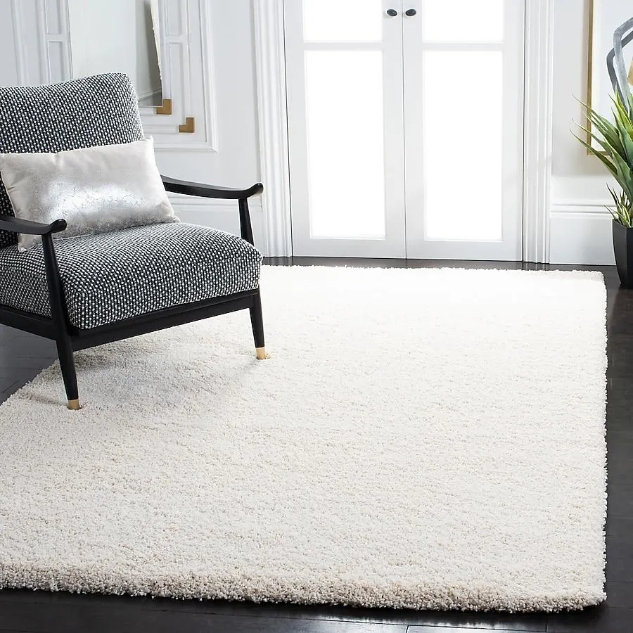 Safavieh Milan Shag 5 x 8 (ft) Loomed Ivory Rectangular Indoor Solid Area rug