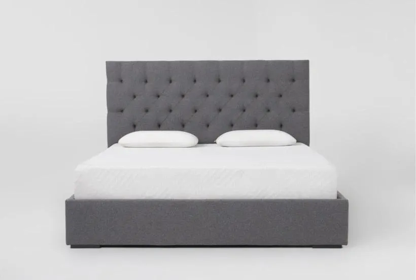 Vera Dream Grey Diamond Tufted 52"H Queen Upholstered Platform Bed