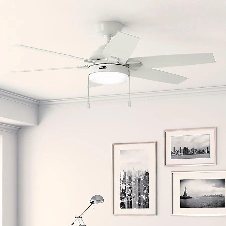 Hunter Toledo Easy Install 52-in Fresh White with Fresh White Blades Ceiling Fan With Light ( 6 -Blade )