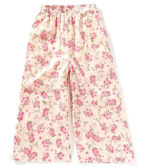 Big Girls Lurex Floral Wide Leg Ankle Pant