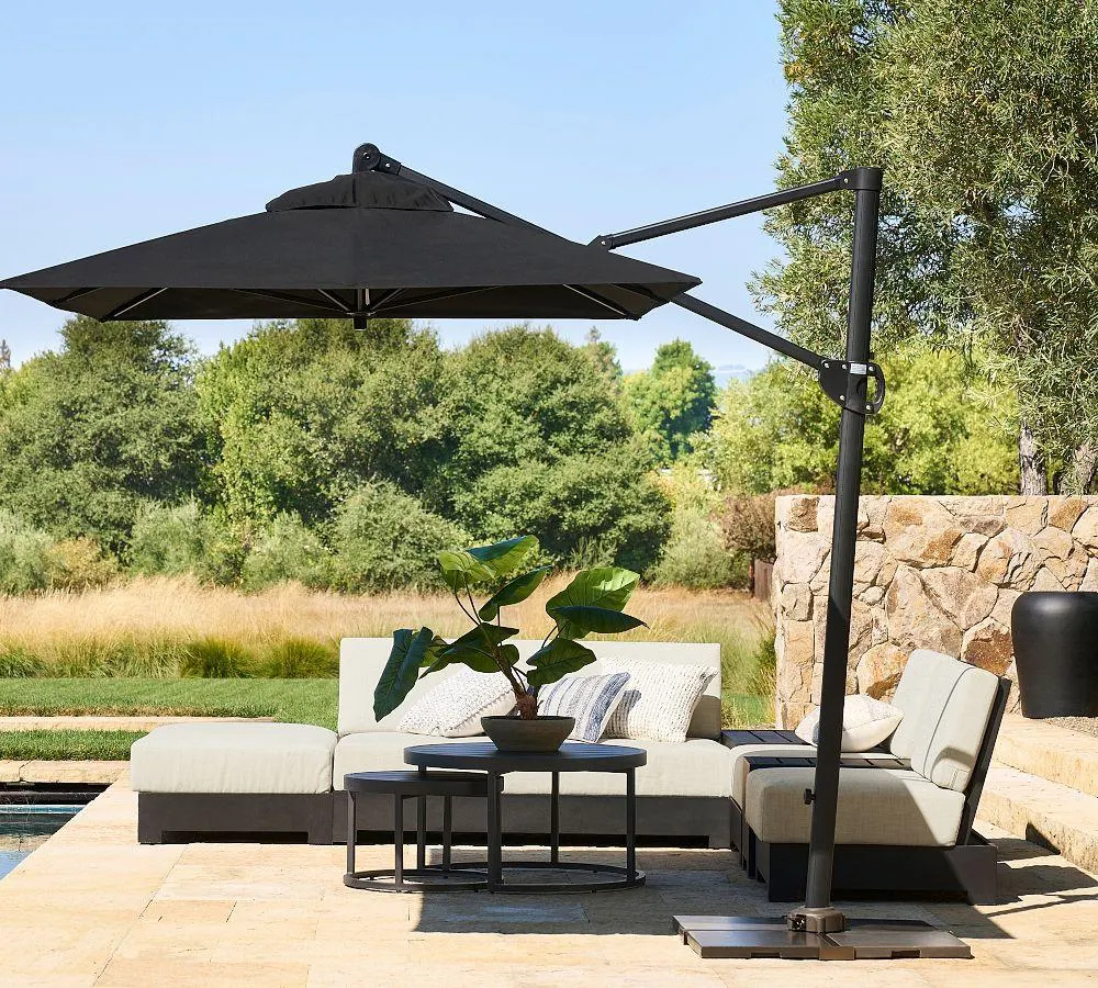 10' Rectangular Cantilever Outdoor Patio Umbrella - Rustproof Aluminum Frame with Base