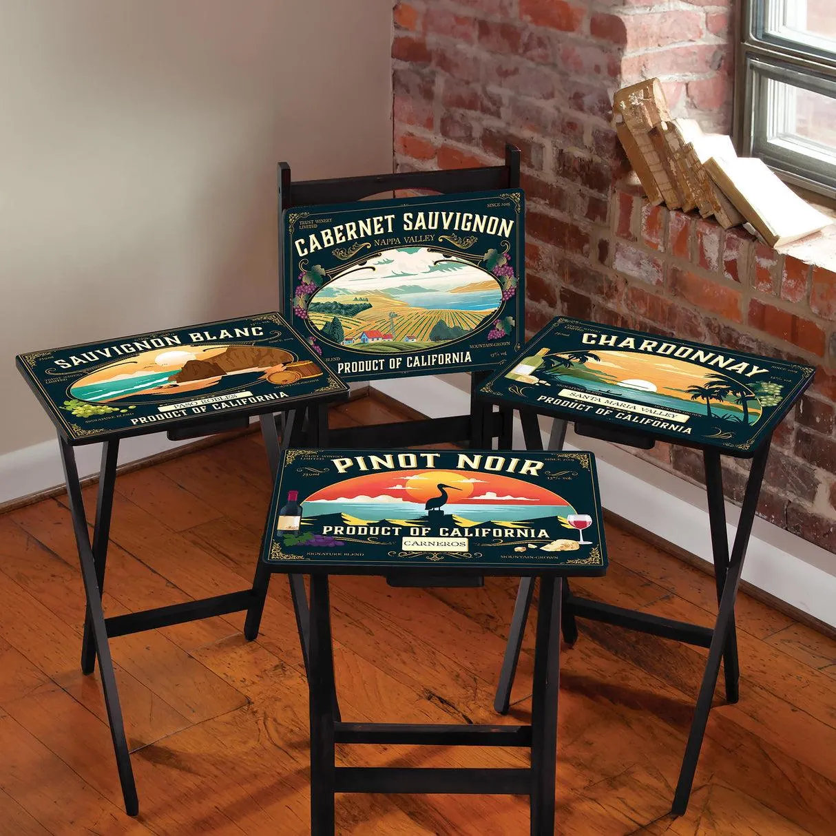 California Wine Label TV Tray Set of 4