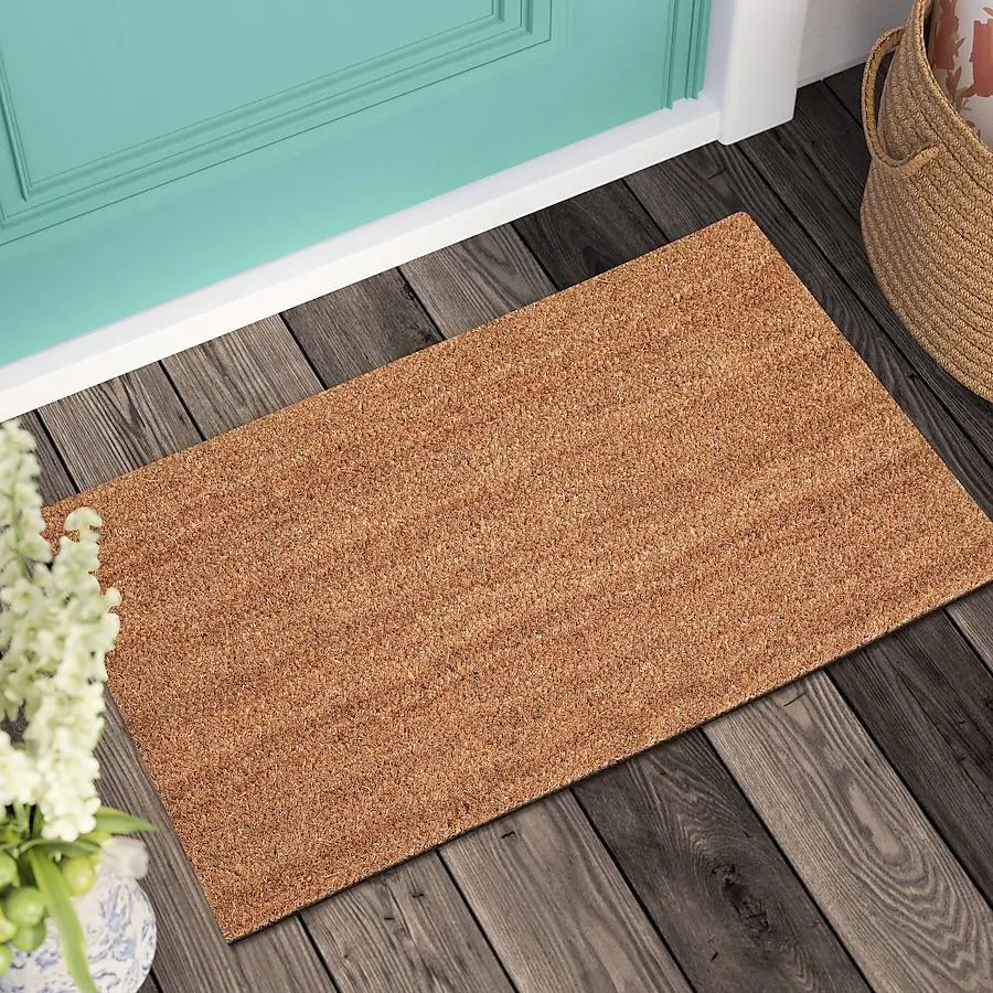 Style Selections 1-1/2-ft x 2-1/2-ft Natural Coir/Rubber Rectangular Indoor or outdoor Decorative Door mat
