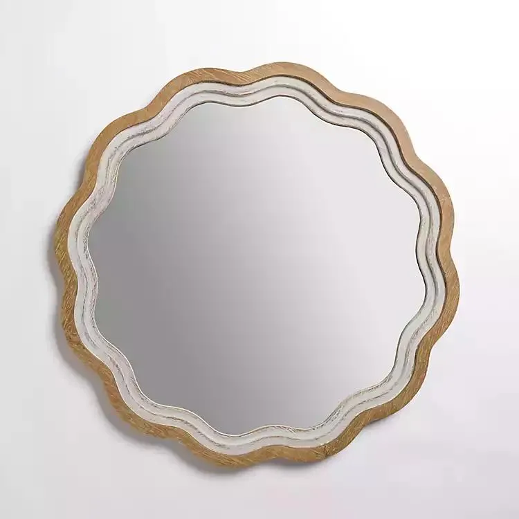 Shelby Natural Wood Scalloped Wall Mirror