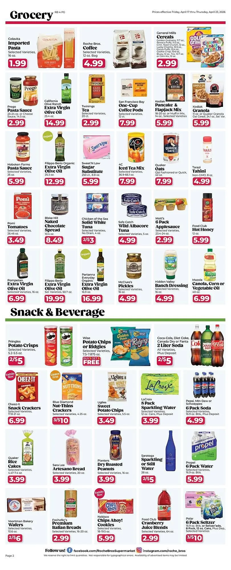 Weekly promotion Roche Bros weekly ad spanning from April 17 to April 23 2026 - Page 2 for Catalogue 365