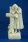 Large 20th Century Biscuit Porcelain Sculpture of a Little Girl Praying on a Cross from Betoule Et Cie, Limoges, France