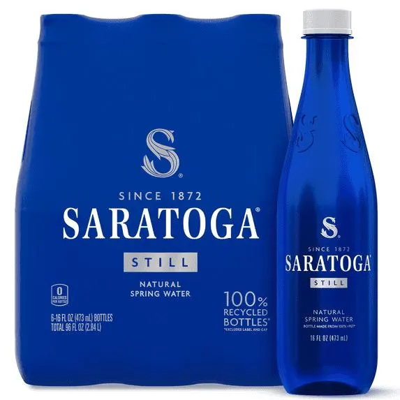 Saratoga Still Spring Water, 16 fl oz, 6 Pack Plastic Bottles
