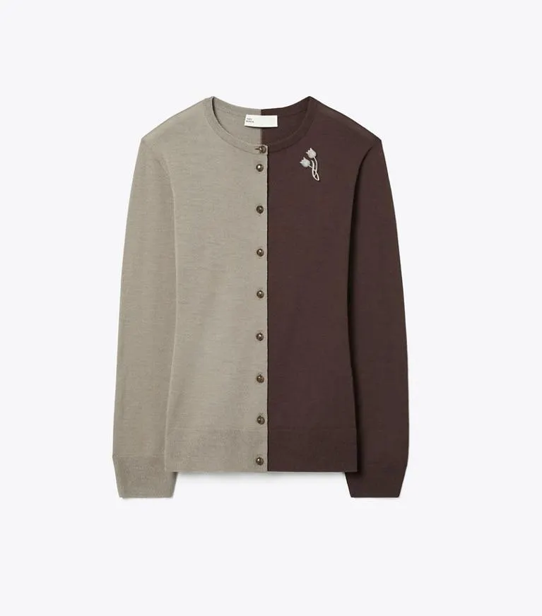 BROOCH WOOL CARDIGAN