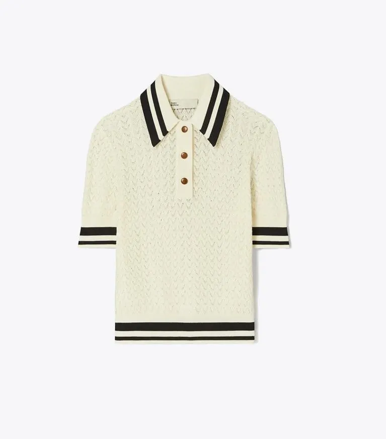 COTTON POINTELLE POLO